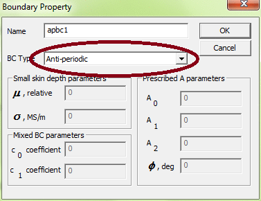 Boundary condition dialog box